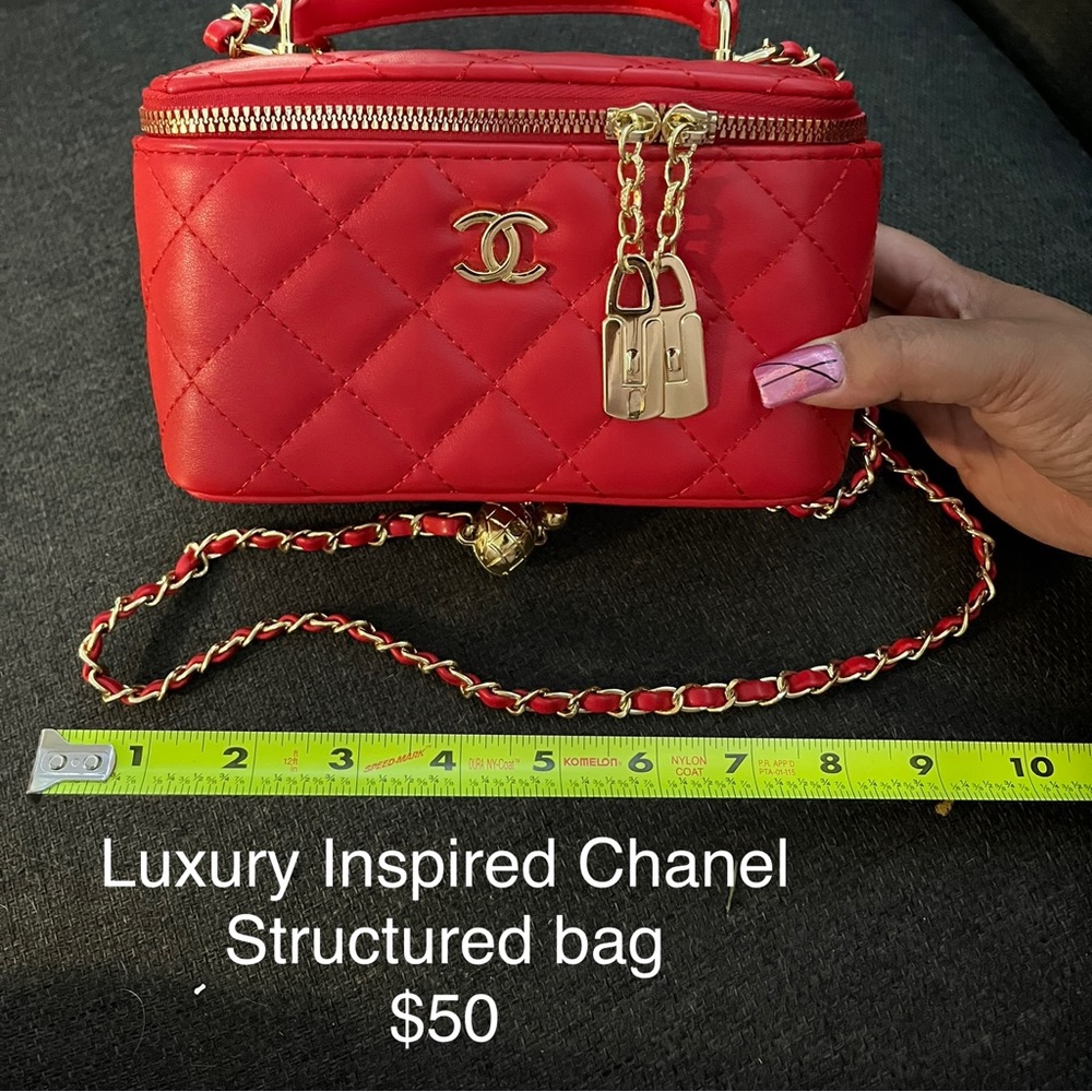 Red Quilted structured Bag